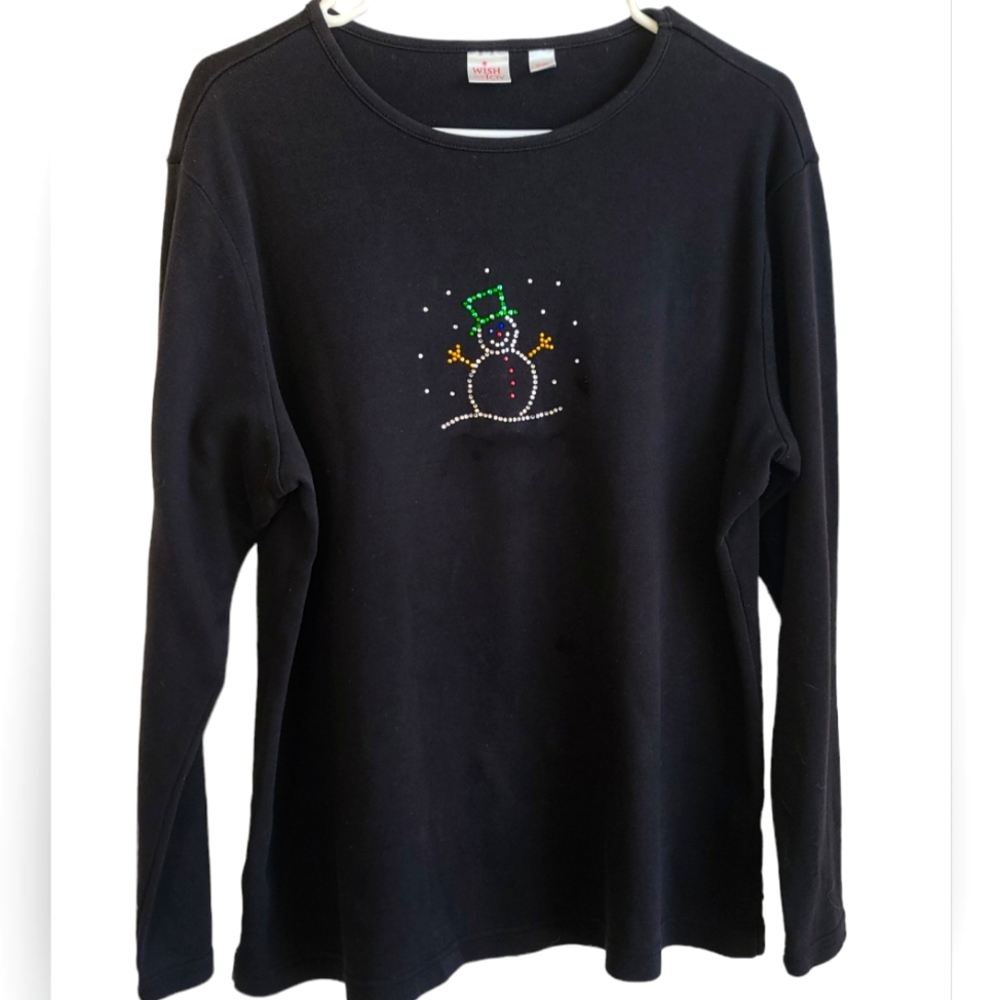 Festive Snowman Rhinestone Christmas Sweater top Womens 16-18w - Picture 2 of 3